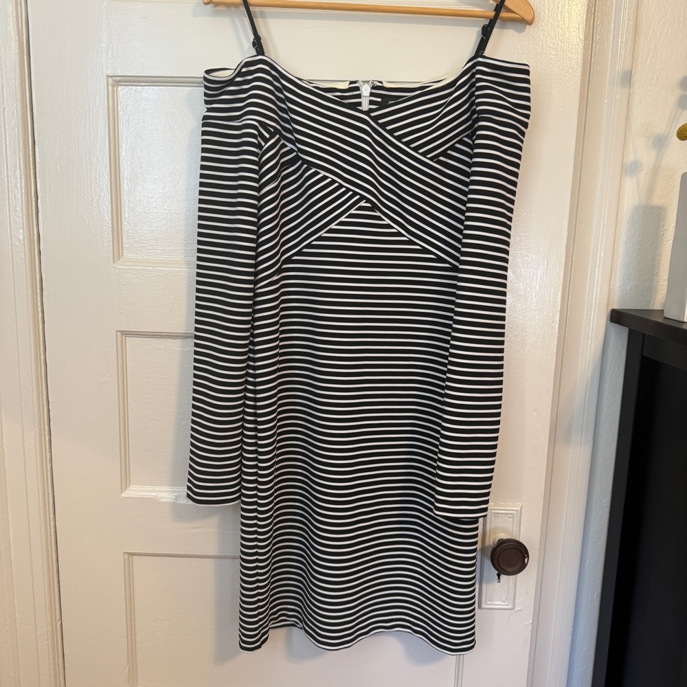 Guess Black and White Striped Dress